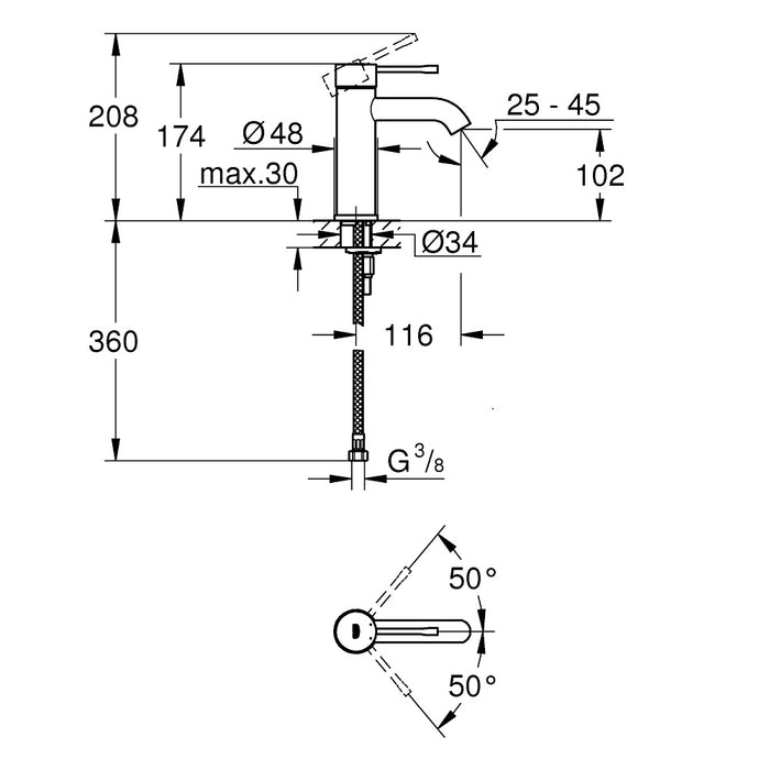 GROHE Essence Mitigeur monocommande Lavabo Taille S 23590001