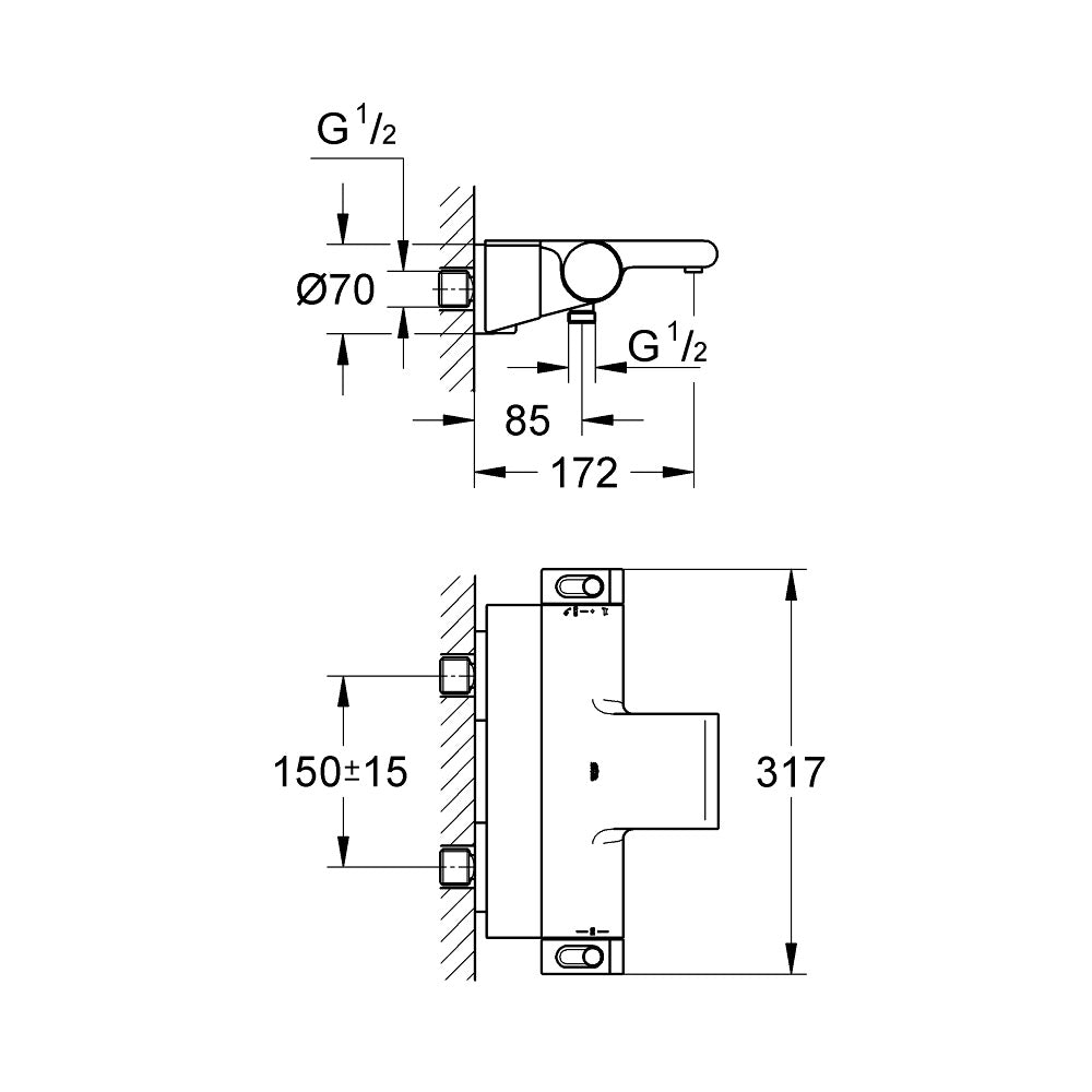 GROHE Mitigeur de bain-douche Grohtherm 2000 34464001
