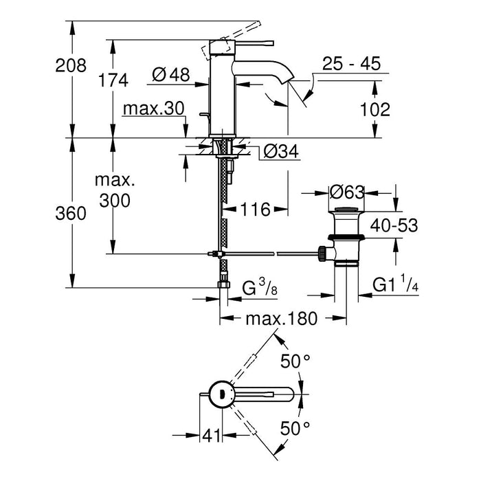 GROHE Essence Mitigeur monocommande Lavabo Taille S 23589001