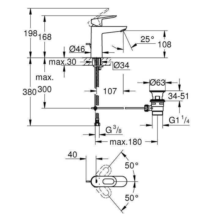 GROHE BauLoop Mitigeur monocommande Lavabo Taille M 23762000