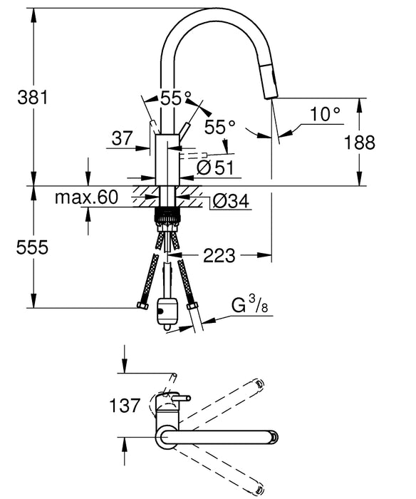 GROHE Concetto Mitigeur monocommande Evier 31483001