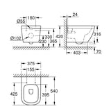 GROHE Cuvette suspendue sans bride blanche Euro Ceramic 39538000