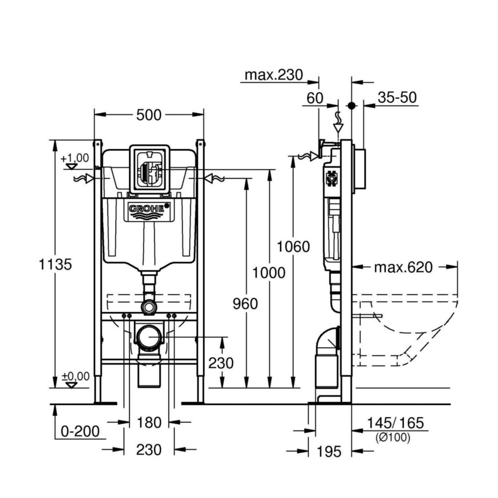 GROHE Bâti-support WC N.F. Rapid SL Autoportant 1.13 m 39145000