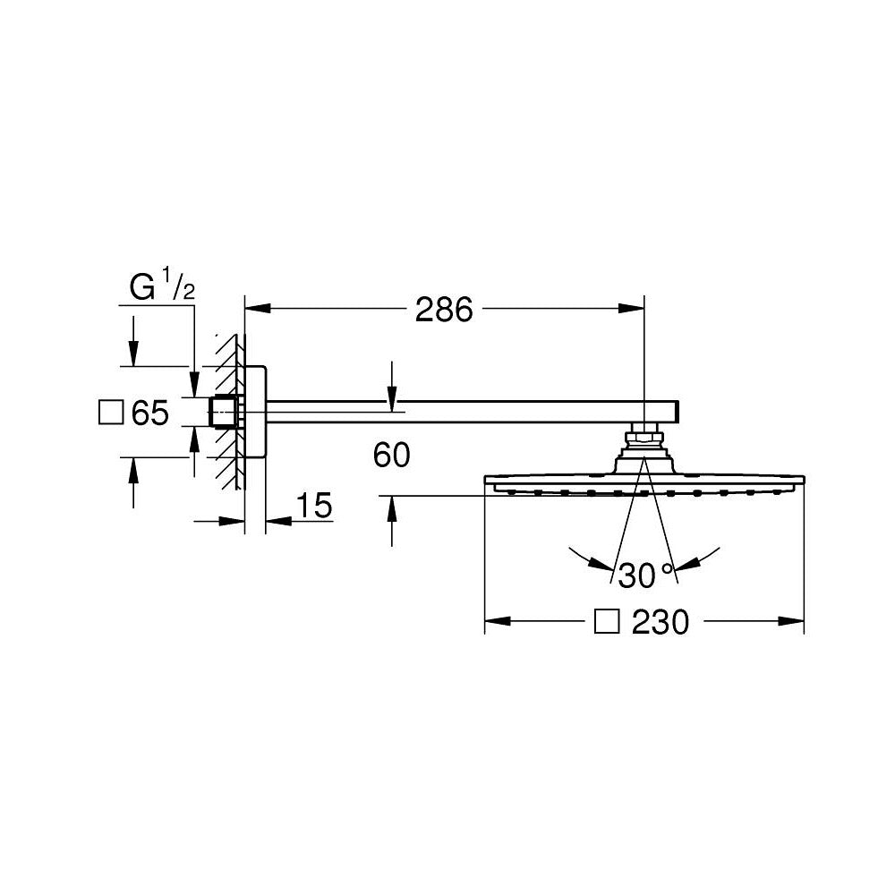 GROHE Rainshower Allure 230 Ensemble douche de tête et bras 286 mm, 1 jet
