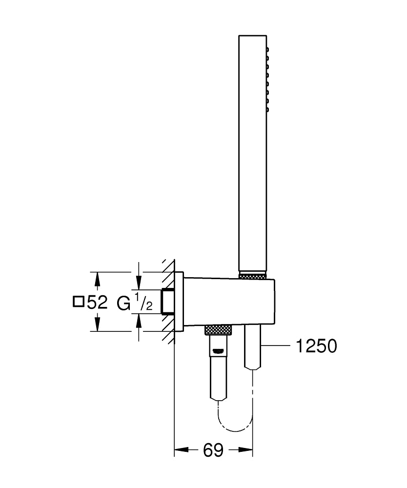 GROHE Douchette 1 jet avec support mural et flexible Euphoria Cube Stick 26405000