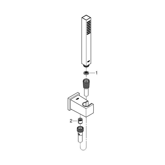 GROHE Euphoria Cube Stick avec pommeau de douche 1 jet, support mural et flexible SilverFlex 1.25m 26405000