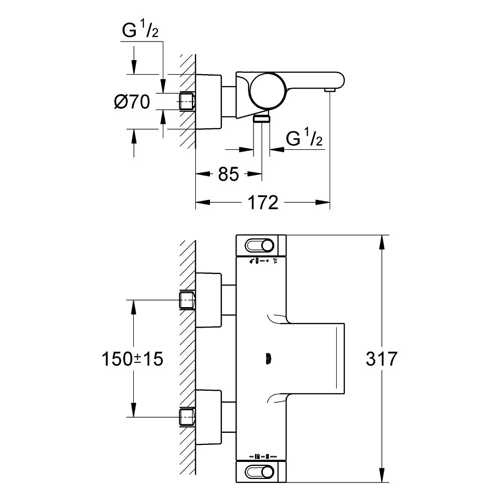 GROHE Mitigeur de bain-douche Grohtherm 2000 34466001
