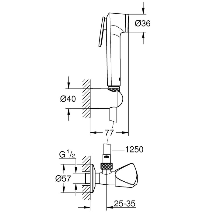 GROHE Ensemble robinet d’arrêt 1 jet Tempesta-F Trigger Spray 30 chromé 27514001