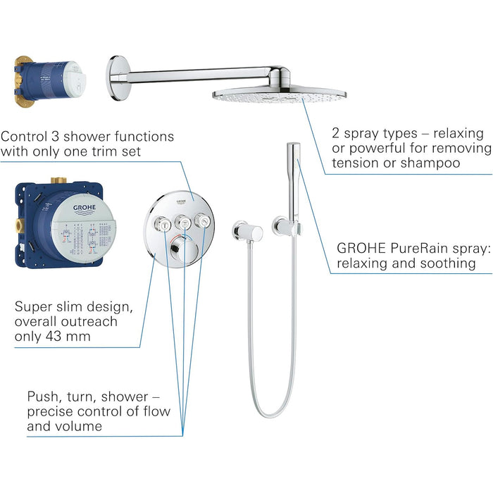 GROHE Set de douche encastré Smartcontrol Chromé 34709000