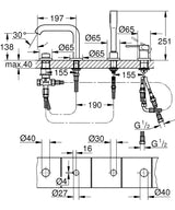 GROHE Mitigeur Bain/Douche 4 trous Essence 19578001
