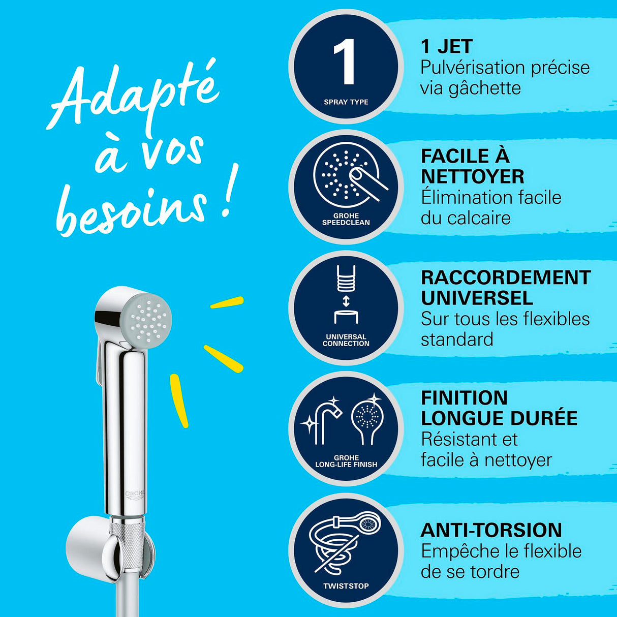 GROHE Set de douche 1 jet Vitalio Trigger Spray 30 26175001
