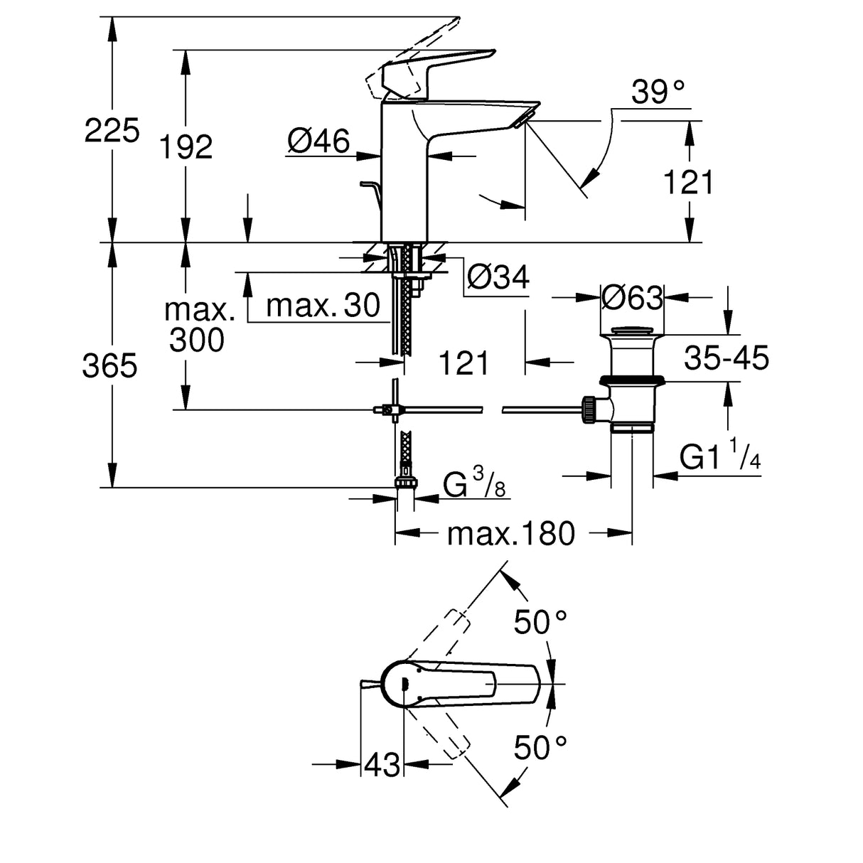 GROHE Mitigeur de lavabo taille M QuickFix Start 23455002