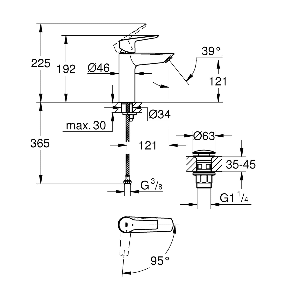 GROHE Mitigeur de lavabo taille M QuickFix Start 23746002
