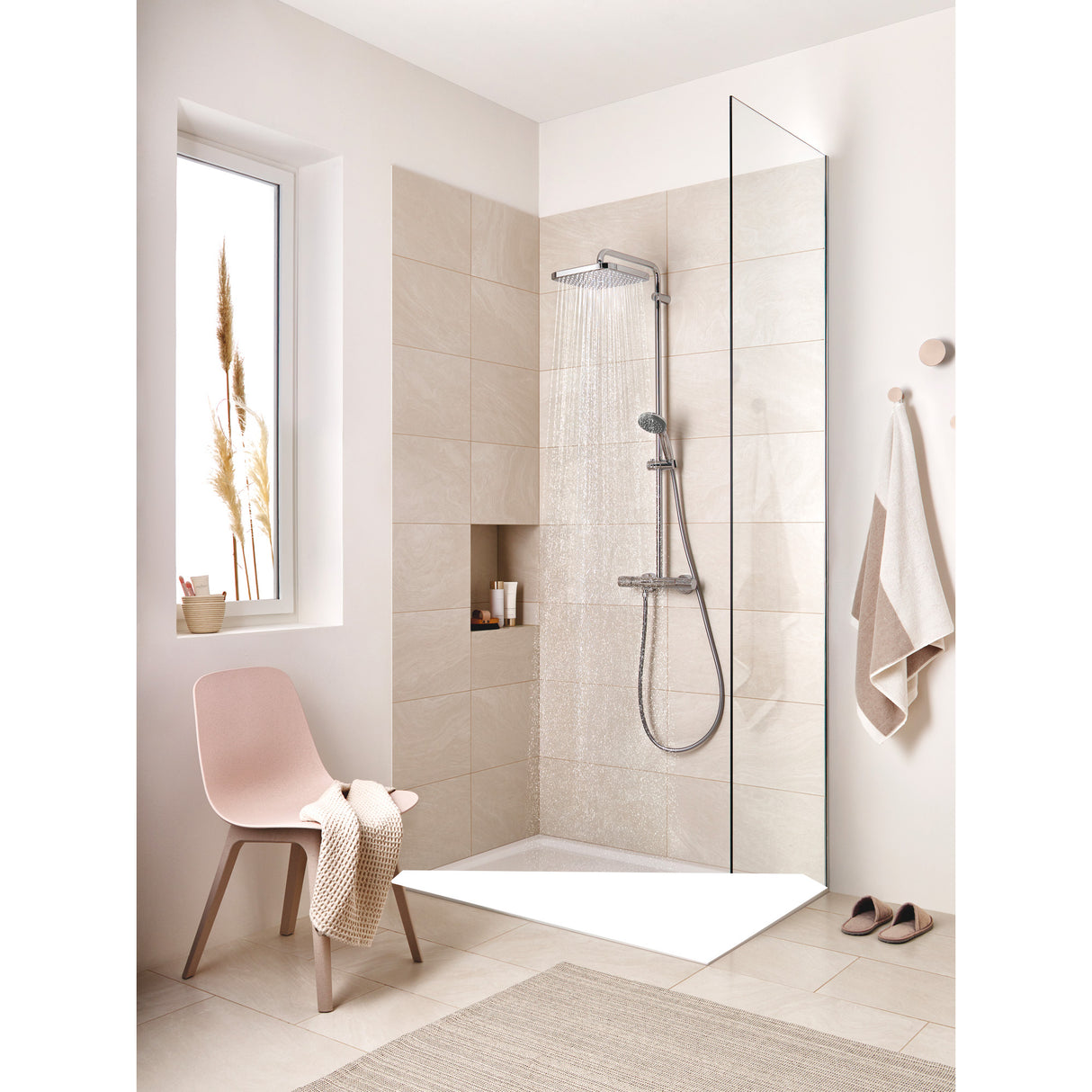 GROHE Colonne de douche 2 jets avec mitigeur thermostatique Vitalio Start System 250 Cube 26696000