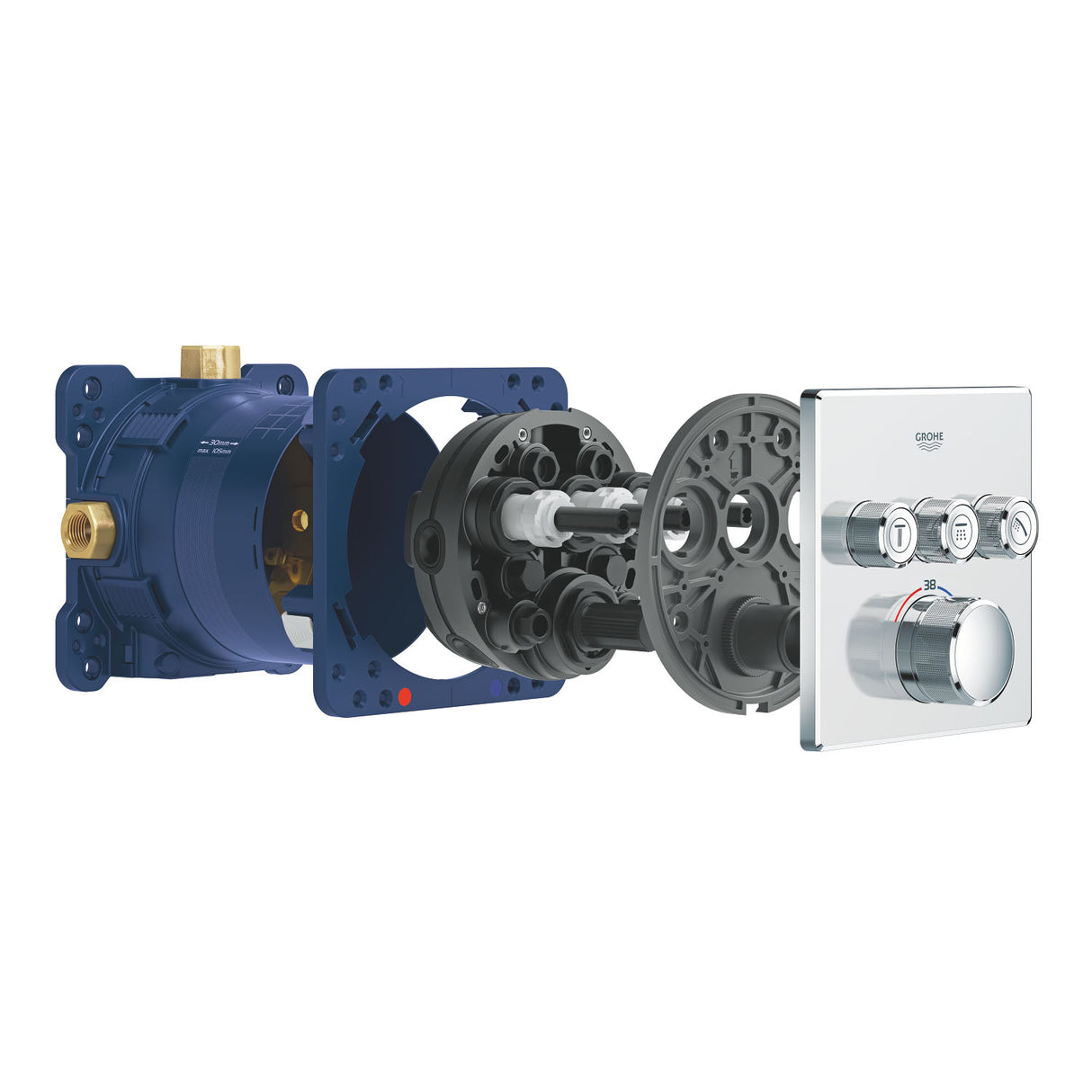 GROHE Façade de mitigeur thermostatique encastré Grohtherm SmartControl 3 sorties