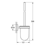 Porte-brosse WC Grohe mural, accessoire sanitaire, couleur chromée, dimensions indiquées.