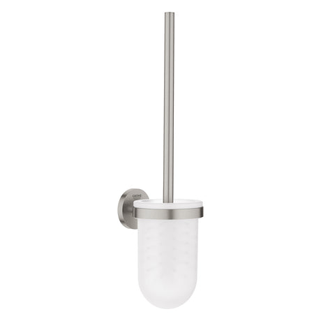 Porte-brosse WC Grohe, accessoire mural, finition inox brossé, couleur argenté.