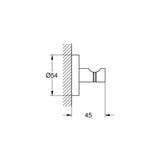 Croquis technique crochet mural Grohe, accessoire salle de bain, couleur chromée