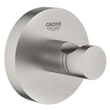 Patère murale Grohe, accessoire salle de bain, inox brossé, couleur argentée.
