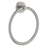 Porte-serviettes anneau Grohe en acier inoxydable, accessoire de salle de bain gris brossé