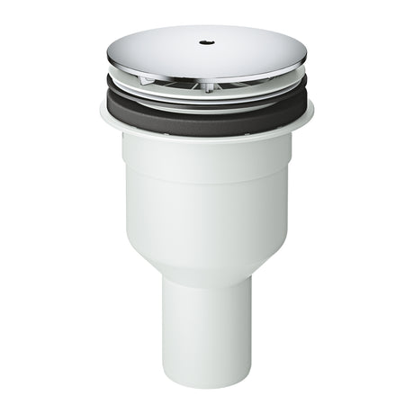 Siphon blanc Grohe pour évacuation douche, couvercle chromé, plomberie salle de bain