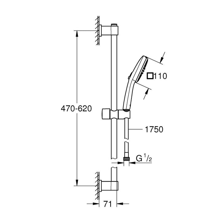 GROHE Vitalio Comfort 110 Ensemble de douche 2 jets avec barre 26398001