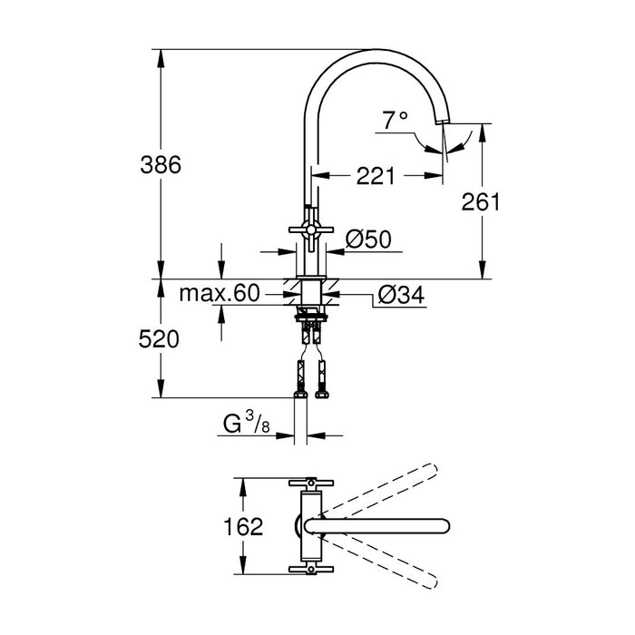 GROHE Mitigeur évier cuisine 2 poignées Atrio 30362000