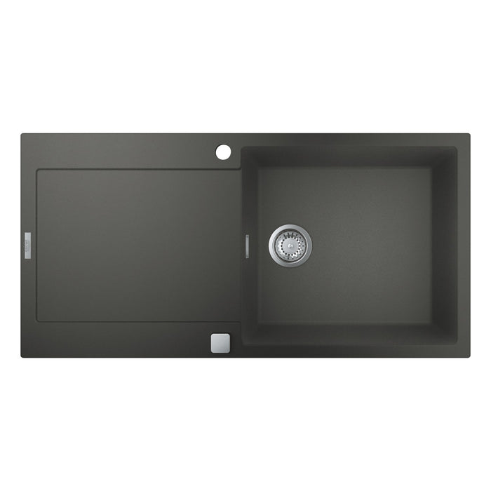 Evier cuisine GROHE K500 composite 1 bac avec égouttoir - 1000mm x 500mm - granite noir