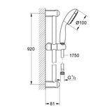 GROHE Ensemble de douche N Tempesta, douchette 1 jet, barre de douche 900 mm et flexible 1750 mm 27925001