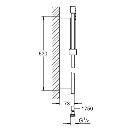 GROHE Barre de douche 60cm avec douchette Cube Stick 1 jet
