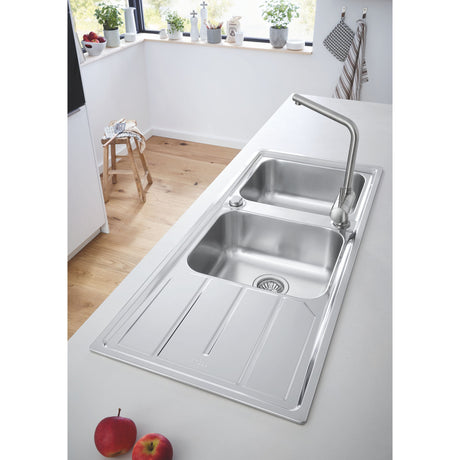 GROHE K500 Evier à encastrer 2 bacs en acier inoxydable 116cm x 50cm