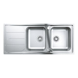 GROHE K500 Evier à encastrer 2 bacs en acier inoxydable 116cm x 50cm