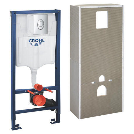 GROHE Pack bâti-support WC Solido Rapid SL avec habillage prêt à carreler et plaque de commande Start