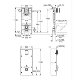 GROHE Pack bâti-support WC Solido Rapid SL avec habillage prêt à carreler et plaque de commande Even