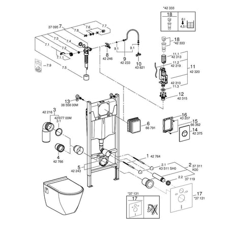 GROHE Pack WC suspendu Solido, cuvette et plaque de commande chromée