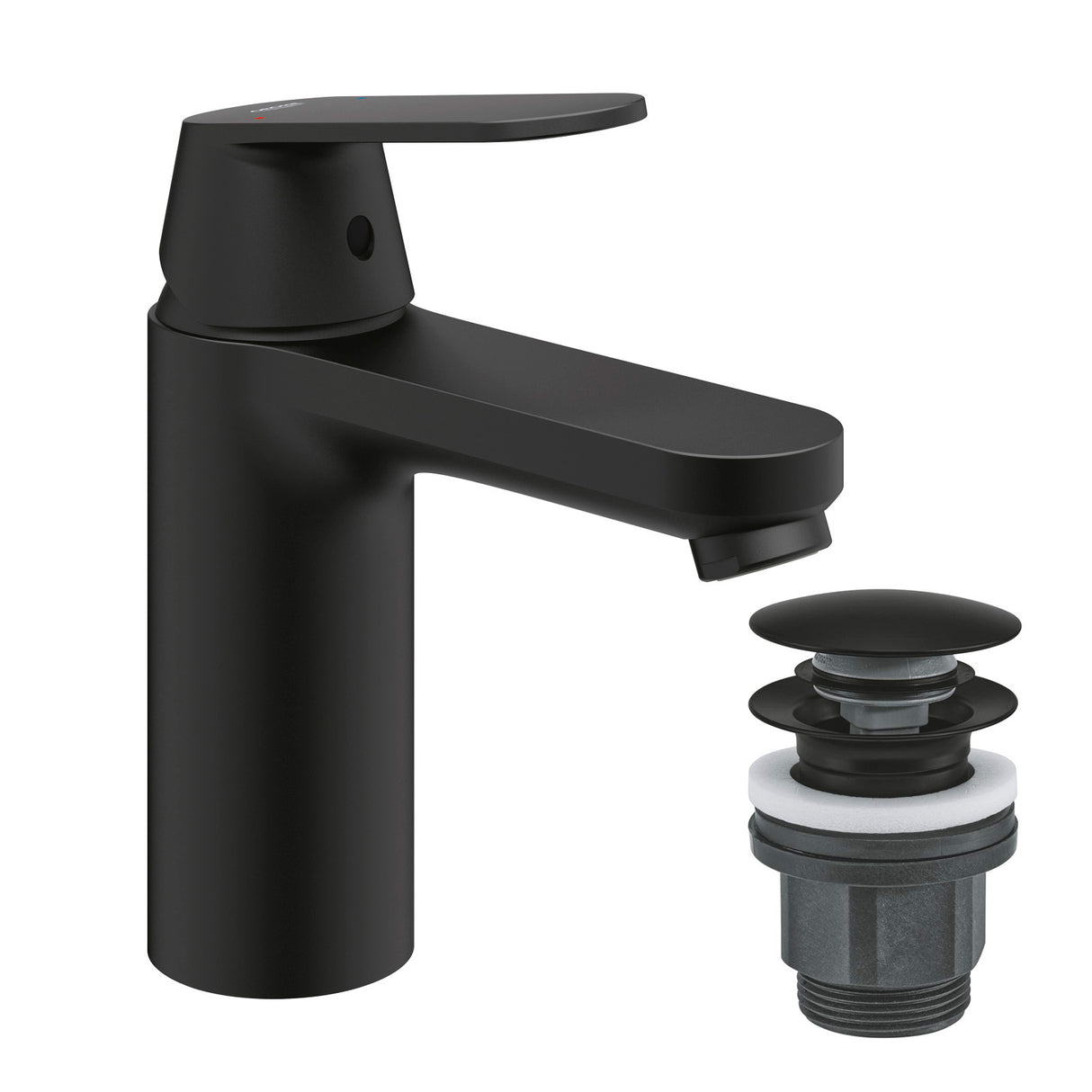 GROHE Mitigeur lavabo Quick Fix Get monocommande taille M noir mat avec bonde clic-clac