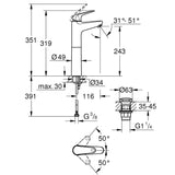 GROHE Mitigeur de lavabo monocommande taille XL chrome Swift 24331001