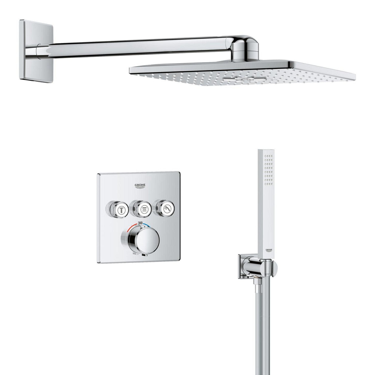 GROHE Pack douche encastrée SmartControl avec Vitalio SmartActive 310 Cube chrome 34875000