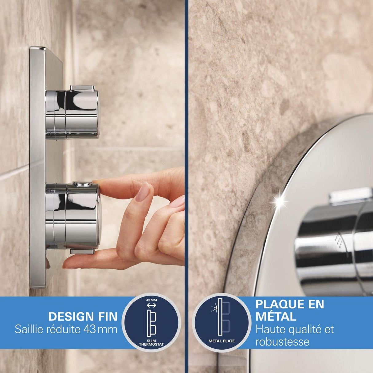 GROHE Pack douche encastrée Thermostatique avec Vitalio Rain Mono 310 chrome 34880000