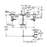 GROHE Allure Brilliant Mélangeur Lavabo 3 trous Taille S Chromé 20342000