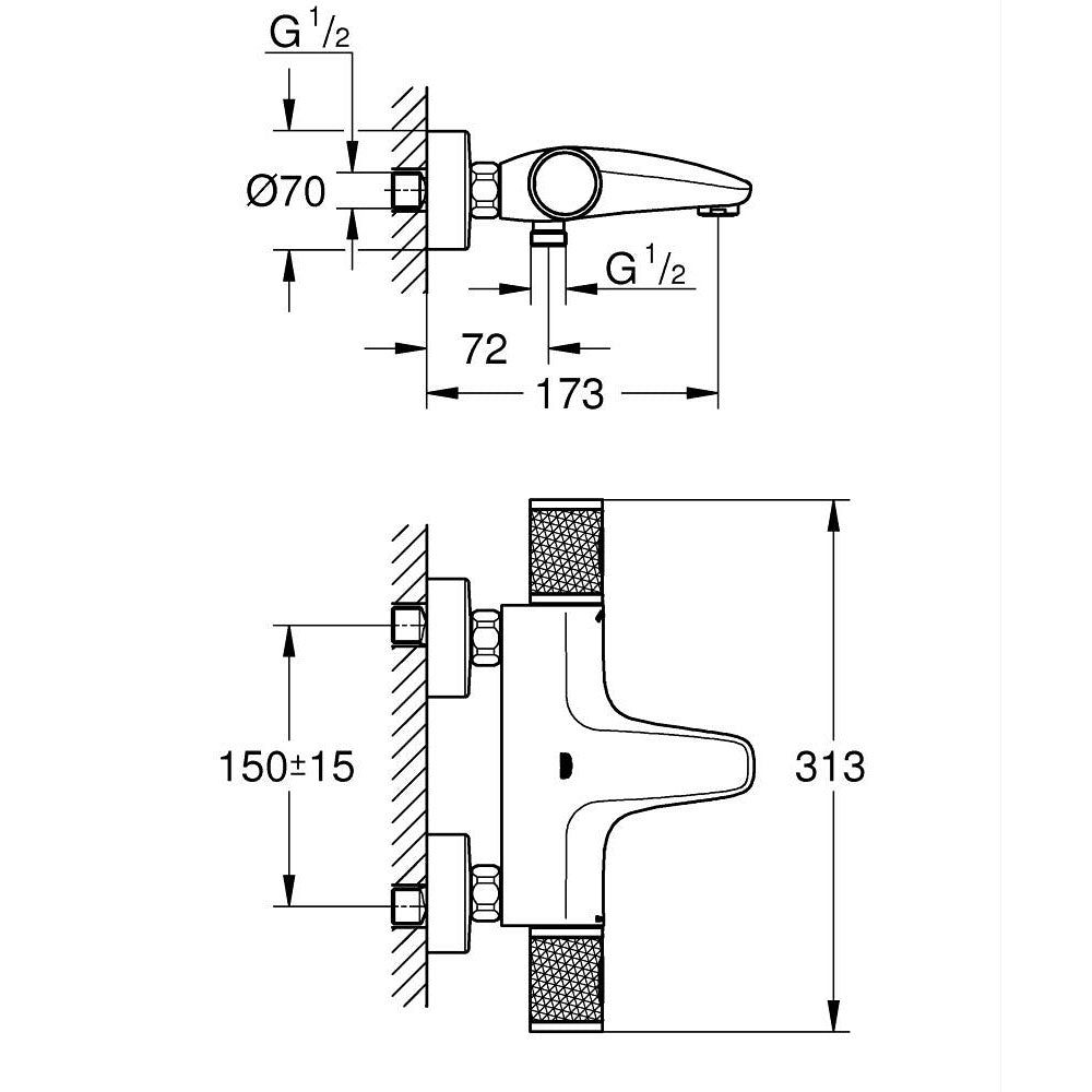 GROHE Mitigeur bain-douche thermostatique 1/2 Precision Feel