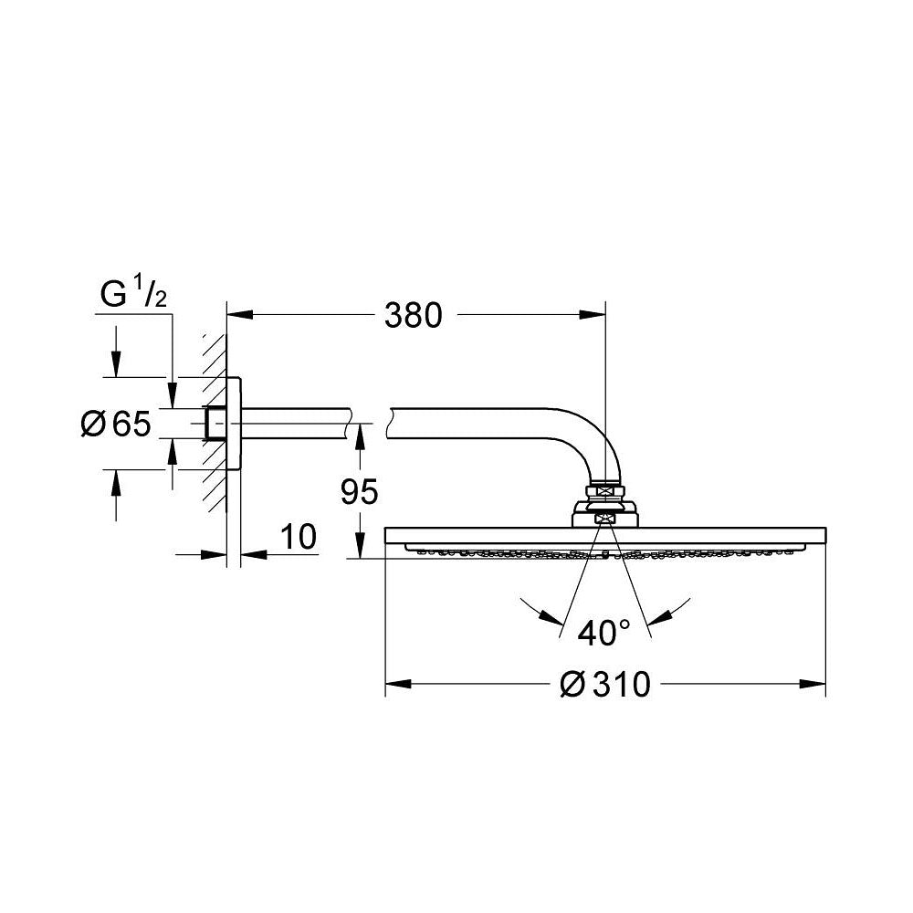 GROHE Douche de tête et bras 380mm 1 jet Rainshower Cosmopolitan 310
