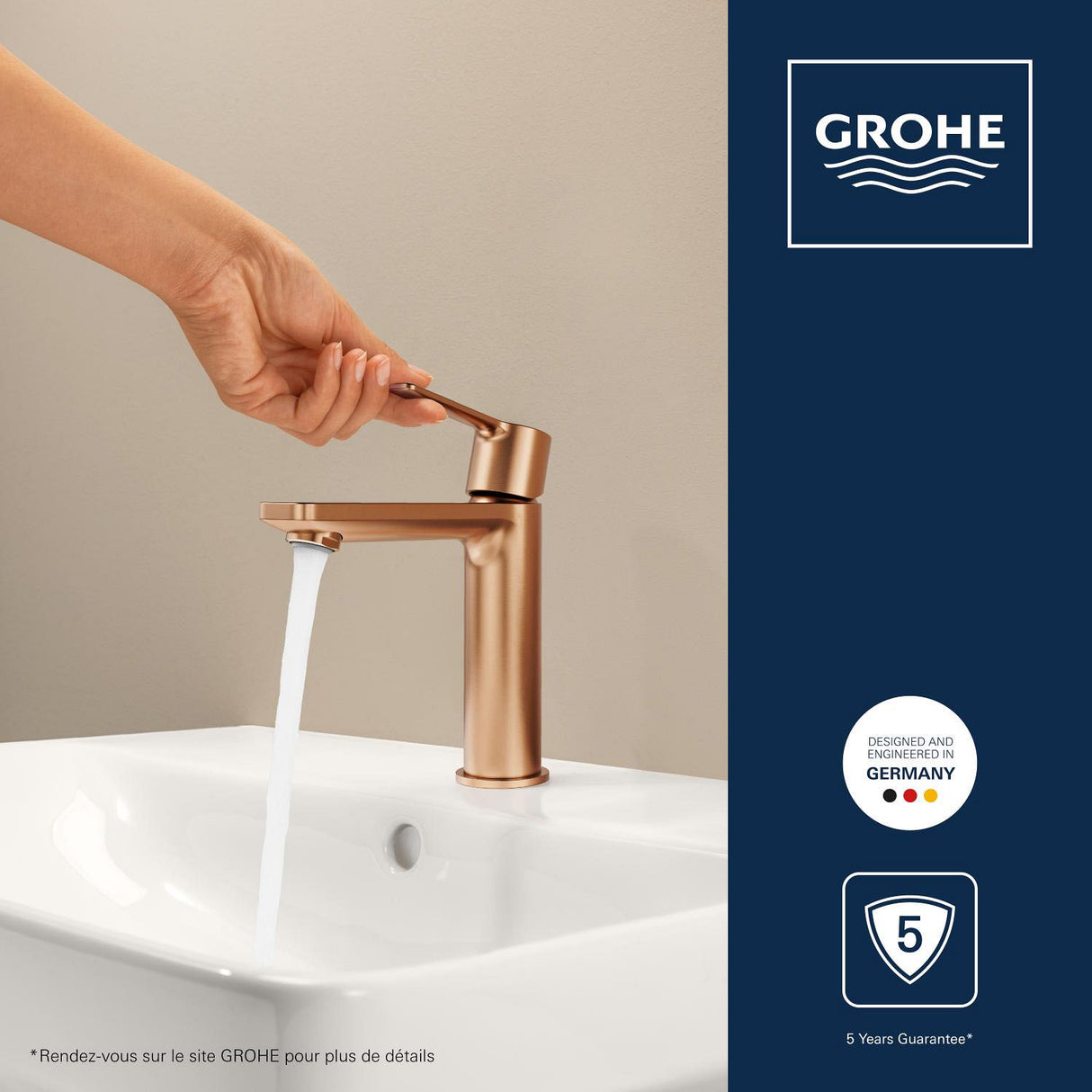 GROHE Mitigeur de lavabo monocommande Lineare Taille S sans tirette