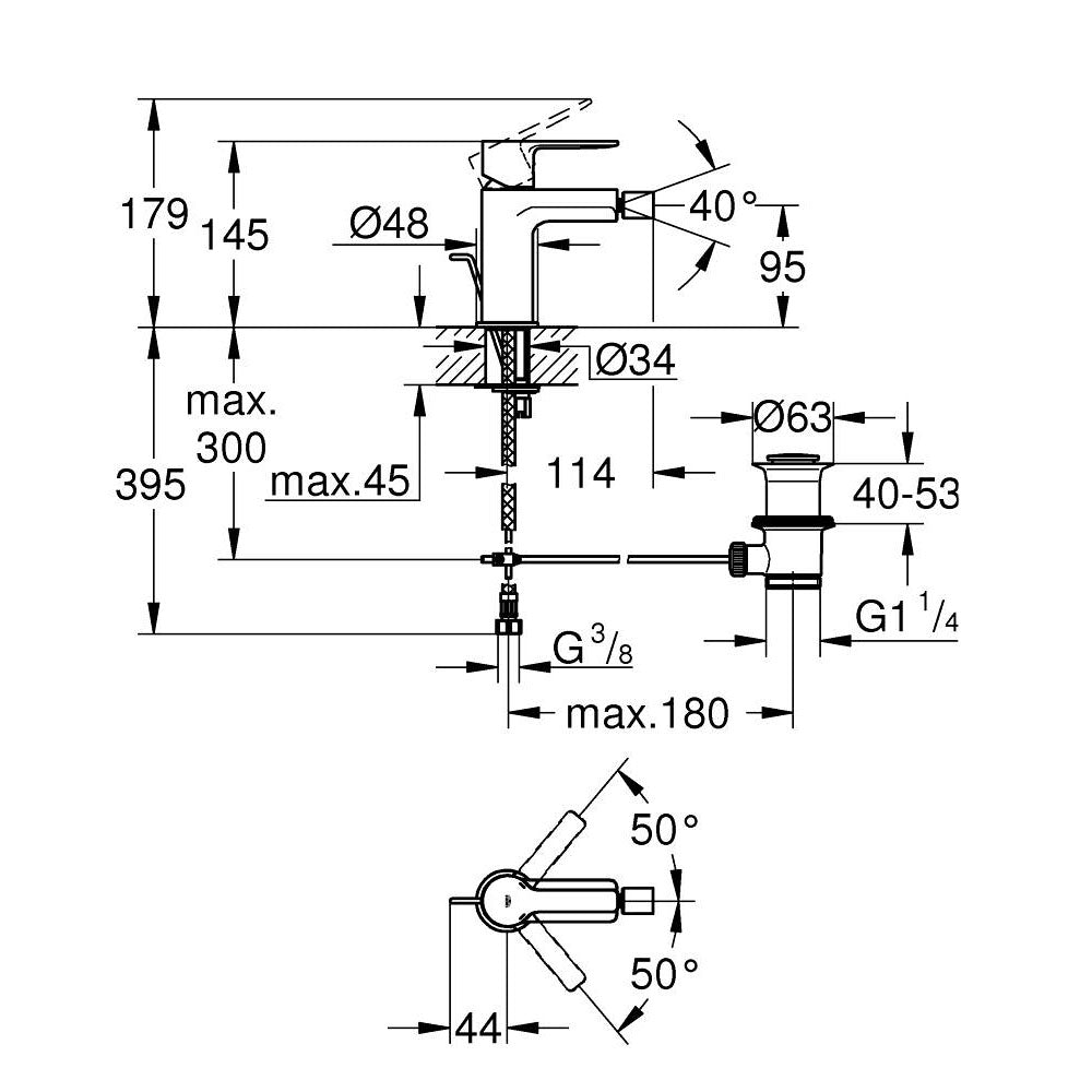 GROHE Mitigeur de bidet monocommande Lineare S