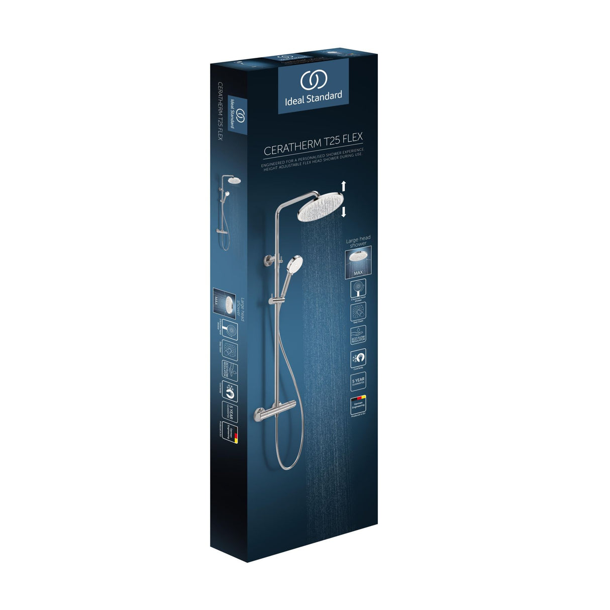 Colonne de douche Ø26cm hauteur ajustable CERATHERM T25 Chrome et blanc