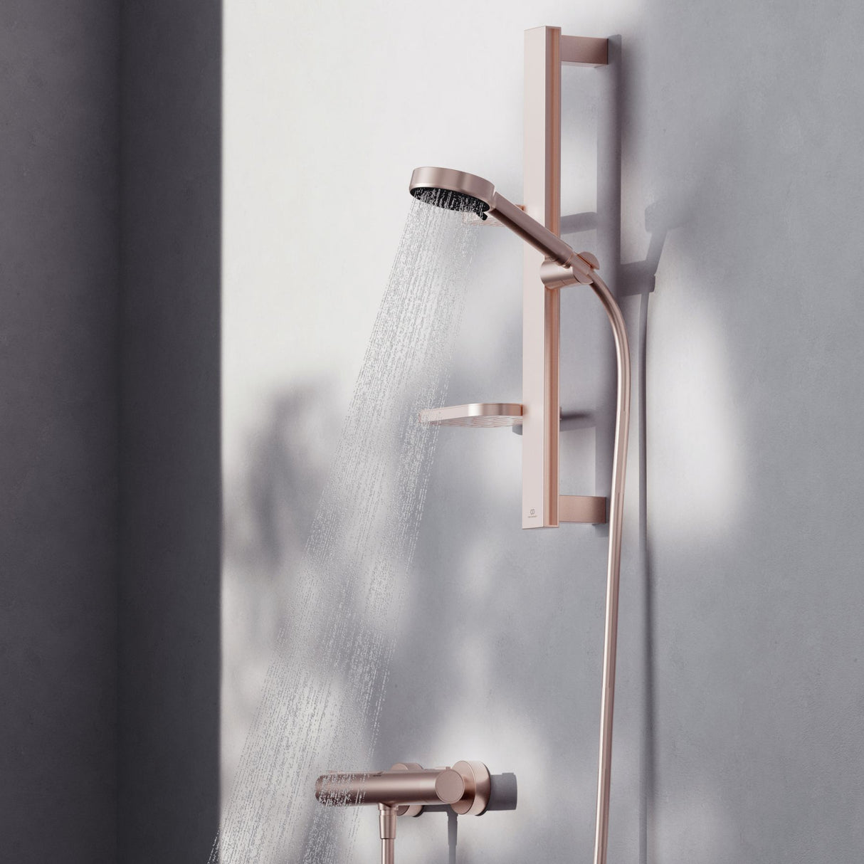 Set de douche avec mitigeur thermostatique, barre 60cm et douchette Ø10cm 2 jets CERATHERM ALU+
