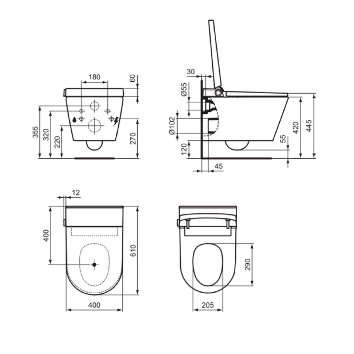 Idéal Standard - Pack WC lavant i.life E+Bati support Prosys
