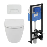 Idéal Standard - Pack WC suspendu i.life O recouvrant + bâti support autoportant et plaque de commande