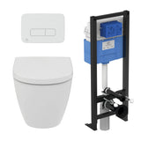 Idéal Standard - Pack WC suspendu i.life O recouvrant + bâti support autoportant et plaque de commande