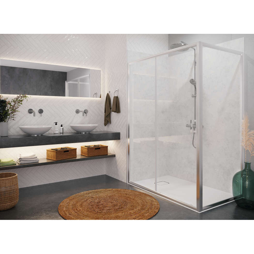 Panneau mural douche PREPANEL - Décor Marbre Blanc - Finition Mat